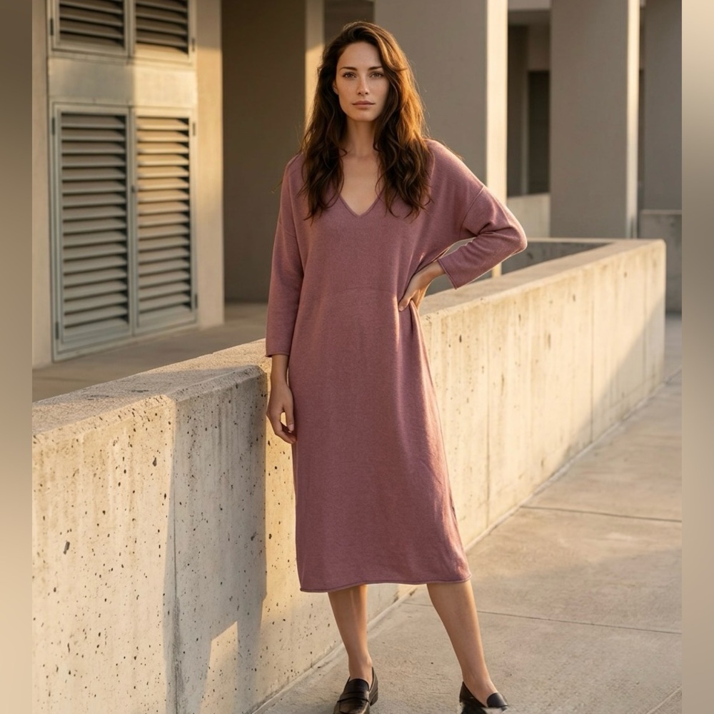 Pure Jill Cashmere Blend Hooded J. Jill Mauve Pullover Loose Fit Dress Size XS